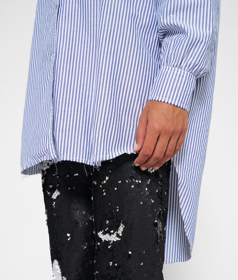 oversized shirt stripes | white/blue