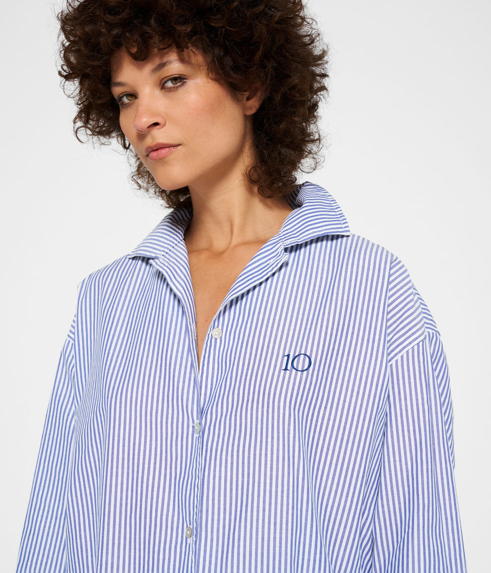 oversized shirt stripes | white/blue