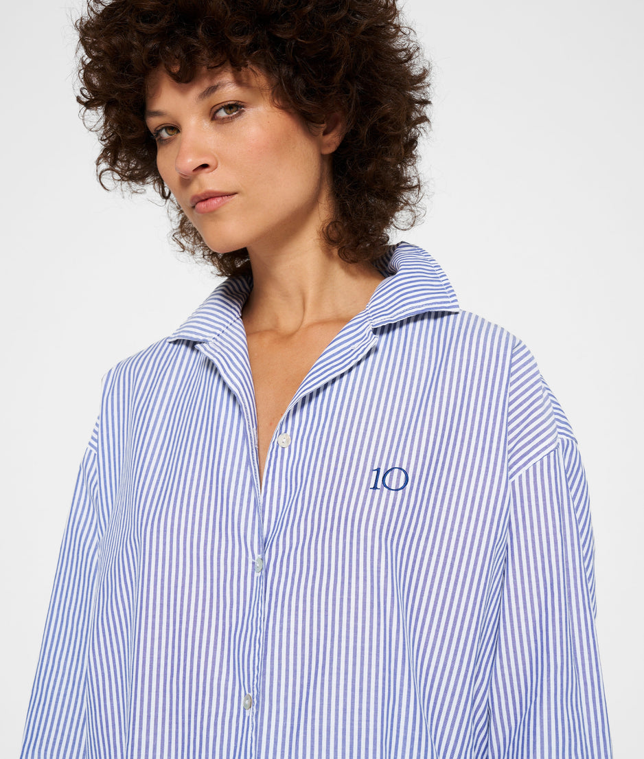 oversized shirt stripes | white/blue