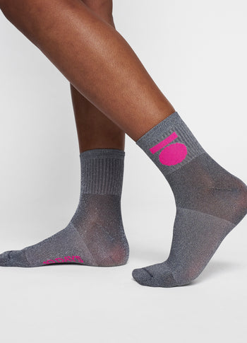 short socks medal lurex | silver