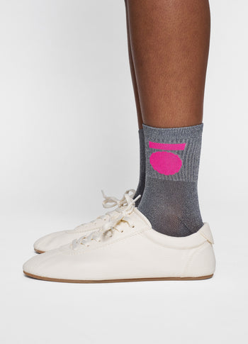 short socks medal lurex | silver