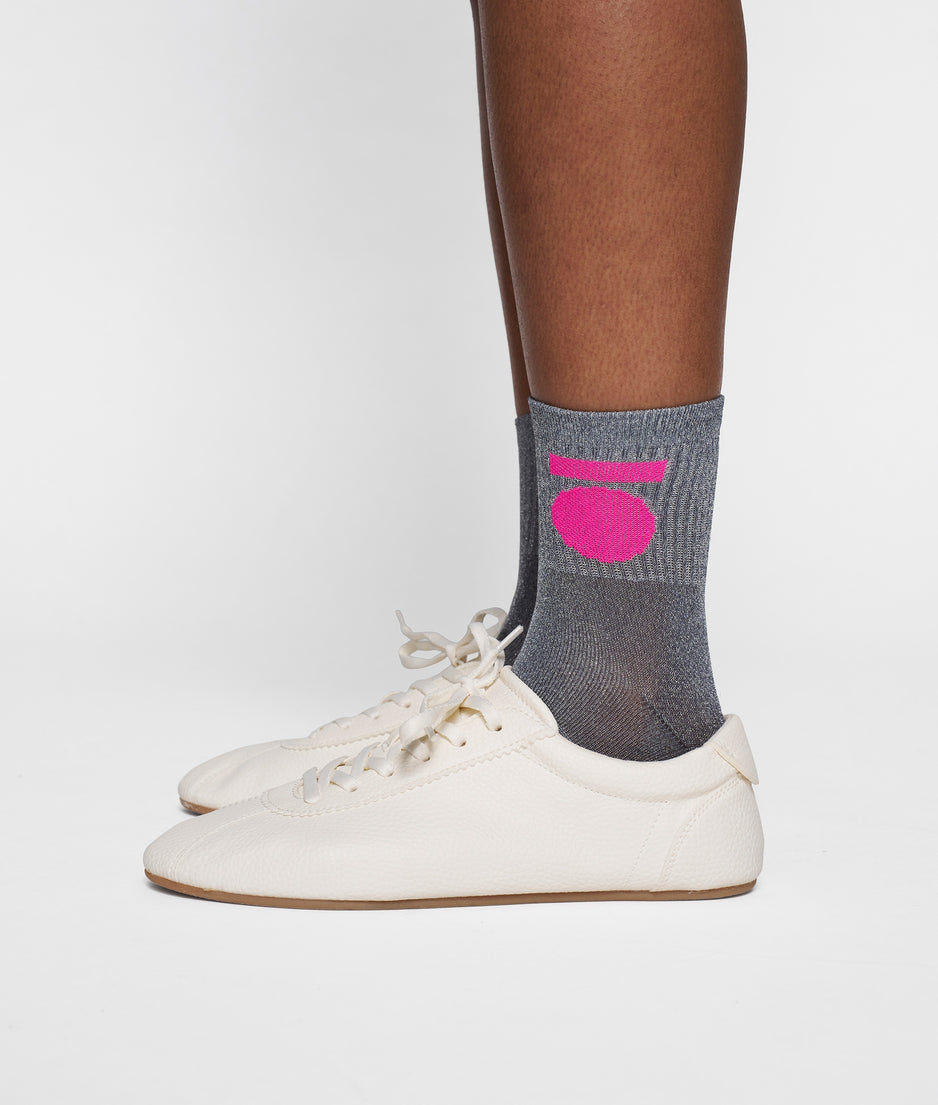 short socks medal lurex | silver