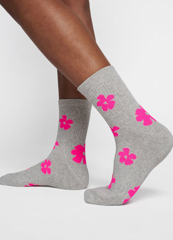 short socks flower | light grey melee