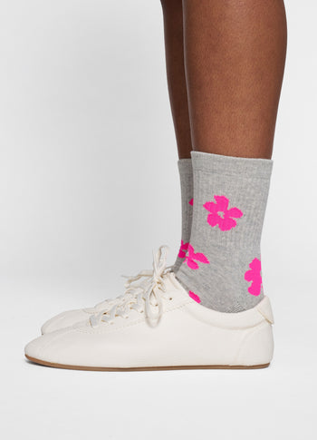 short socks flower | light grey melee