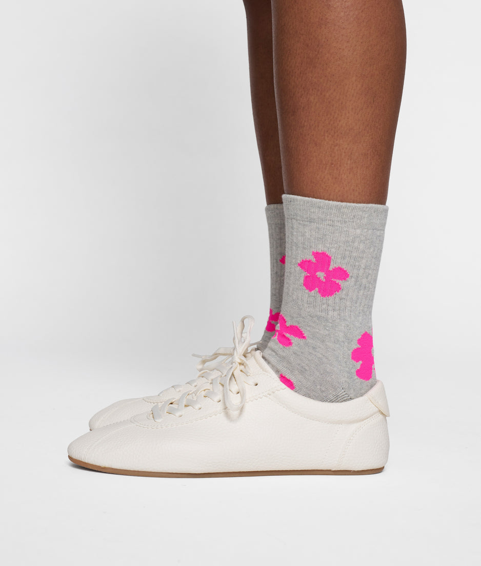short socks flower | light grey melee