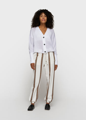 v-neck cardigan mesh | white