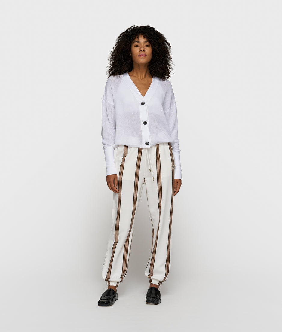 v-neck cardigan mesh | white