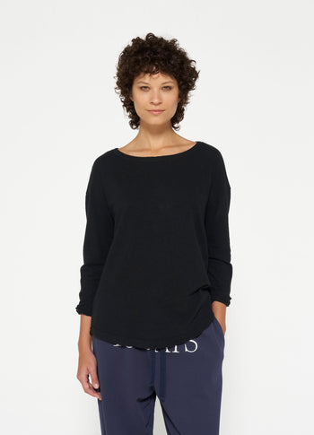 longsleeve tee linen | black
