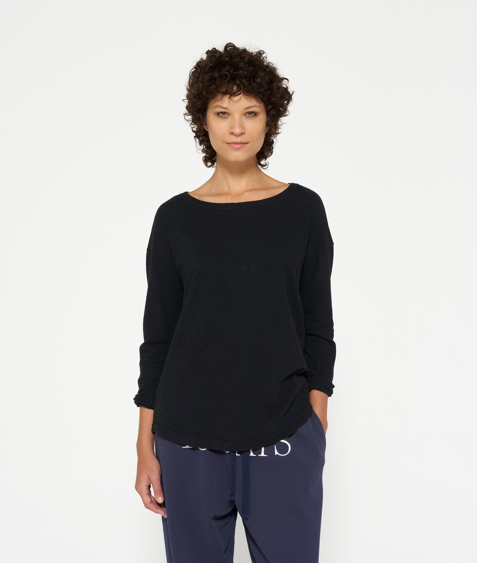 longsleeve tee linen | black