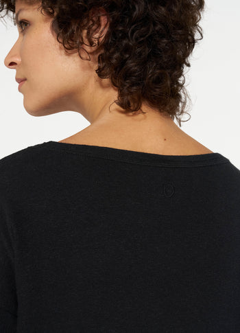 longsleeve tee linen | black