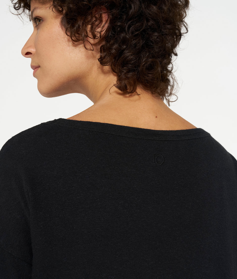longsleeve tee linen | black