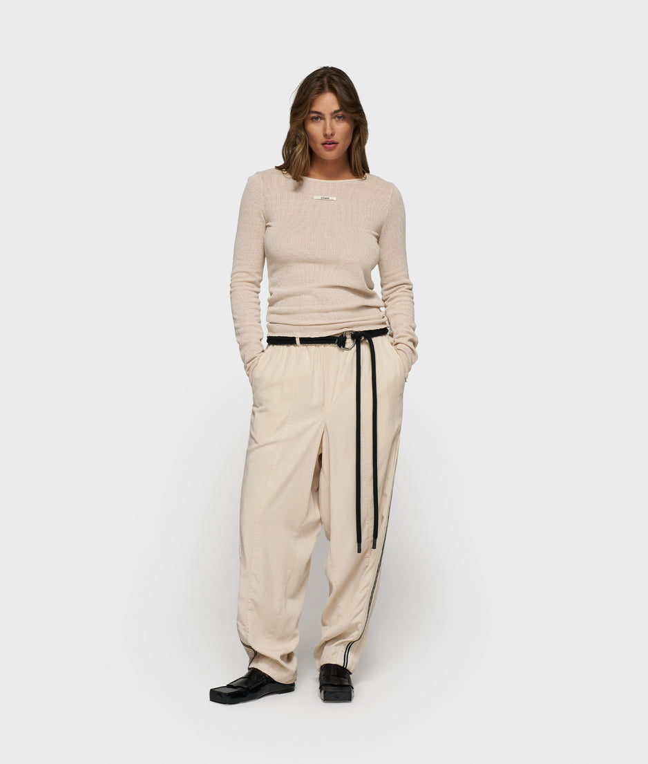 boat neck long sleeve tee mesh | light earth