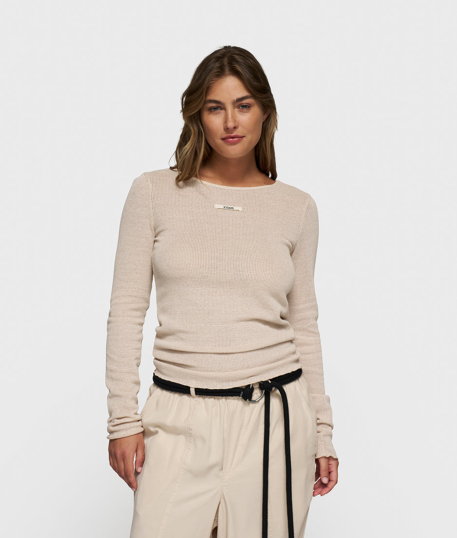 boat neck long sleeve tee mesh | light earth