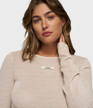boat neck long sleeve tee mesh | light earth