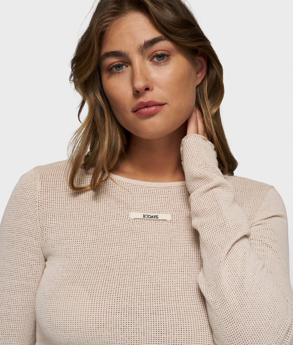 boat neck long sleeve tee mesh | light earth