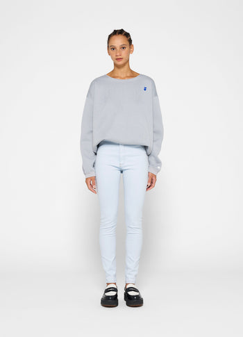 raw edge statement sweater | storm blue