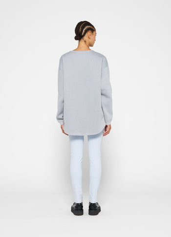 raw edge statement sweater | storm blue