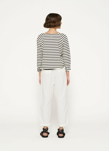 cropped icon sweater stripes | ecru/black