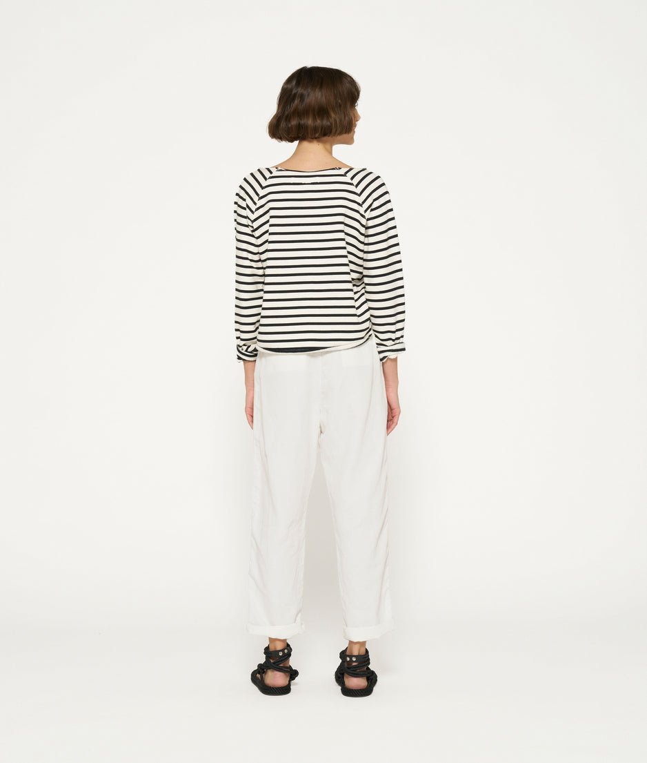 cropped icon sweater stripes | ecru/black