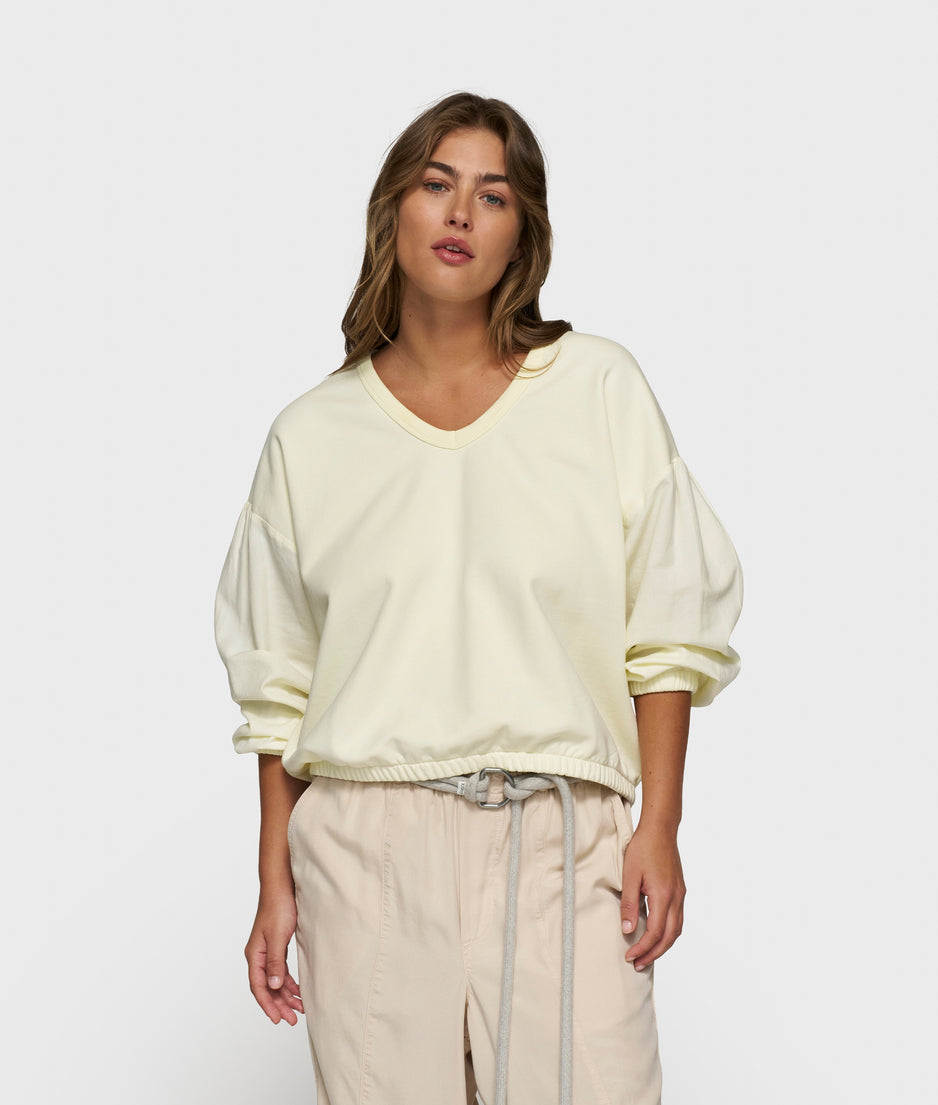 puffed sleeve sweater | faded pastel yellow