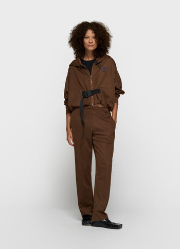 belted zip hoodie | dark truffle