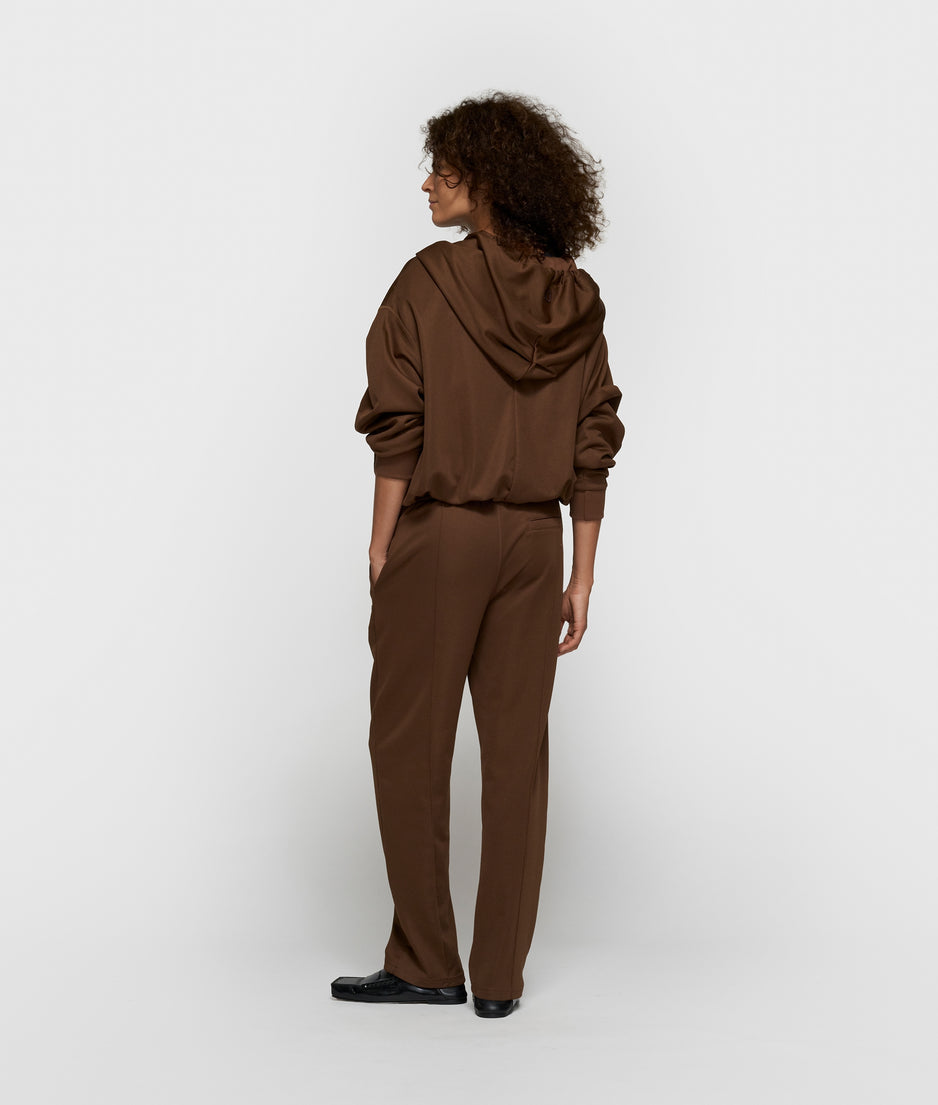 belted zip hoodie | dark truffle