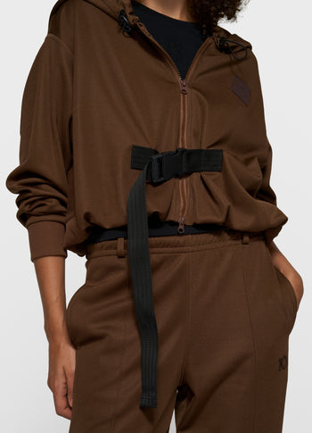 belted zip hoodie | dark truffle