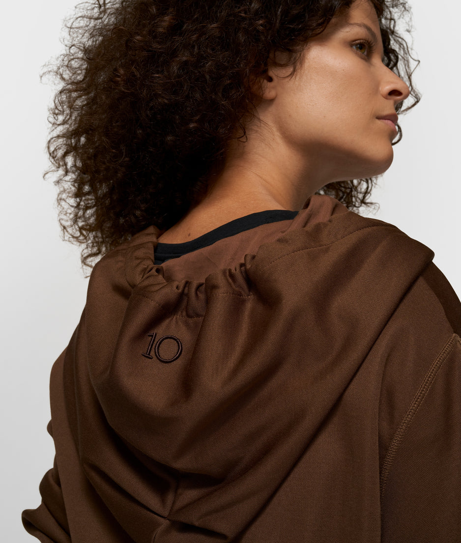 belted zip hoodie | dark truffle