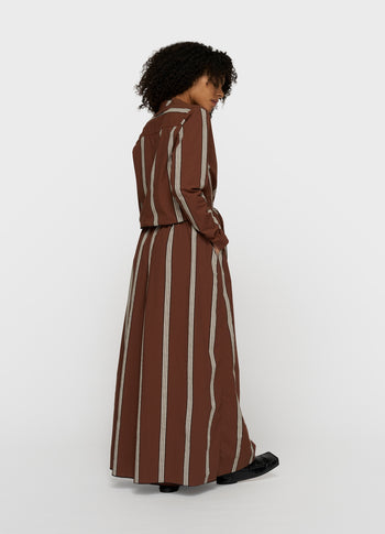 wide leg pants stripes | deep brown
