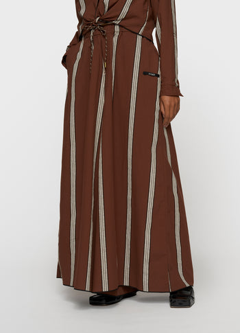 wide leg pants stripes | deep brown
