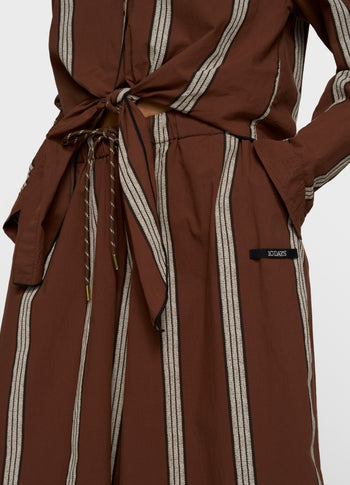 wide leg pants stripes | deep brown