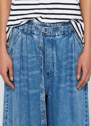 flowy denim pants | blue denim