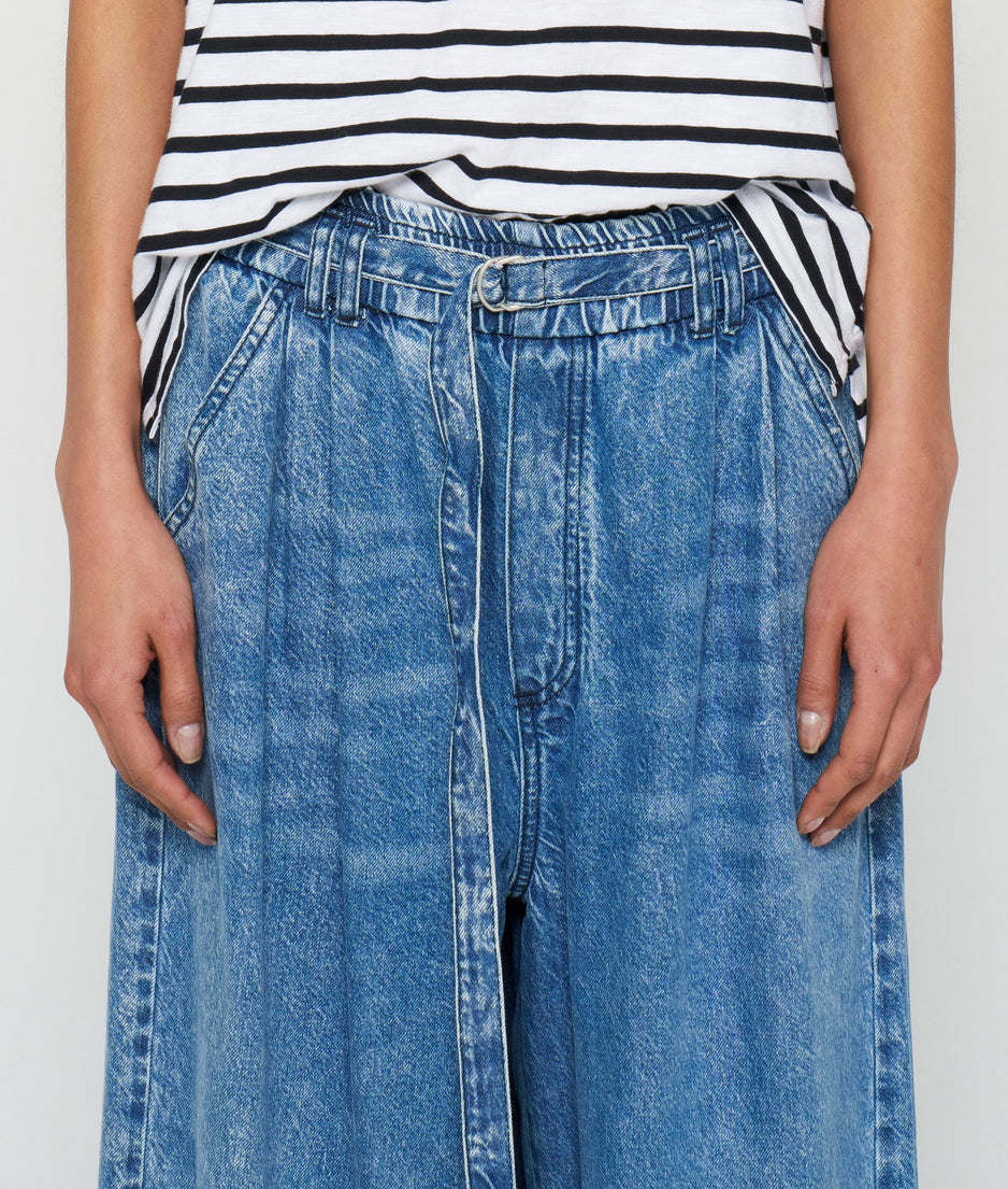 flowy denim pants | blue denim