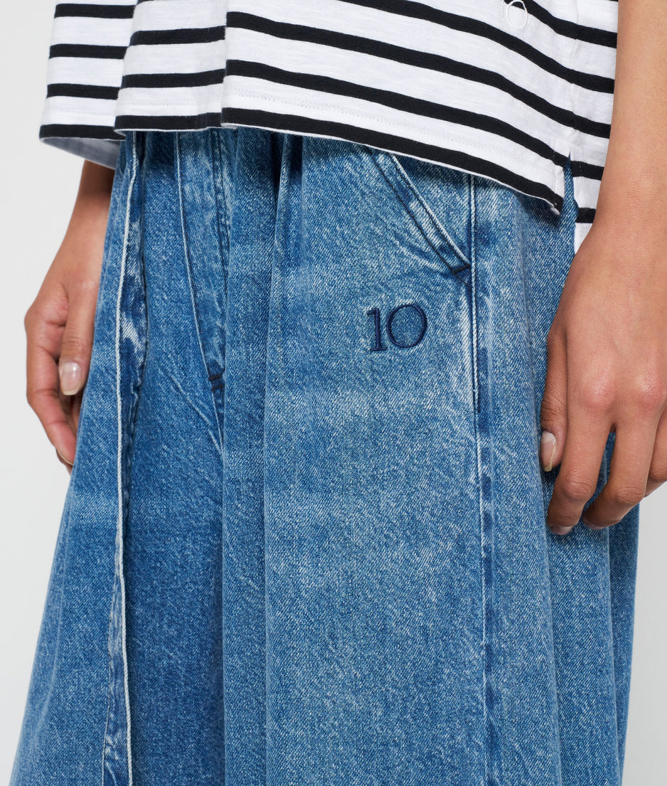 flowy denim pants | blue denim