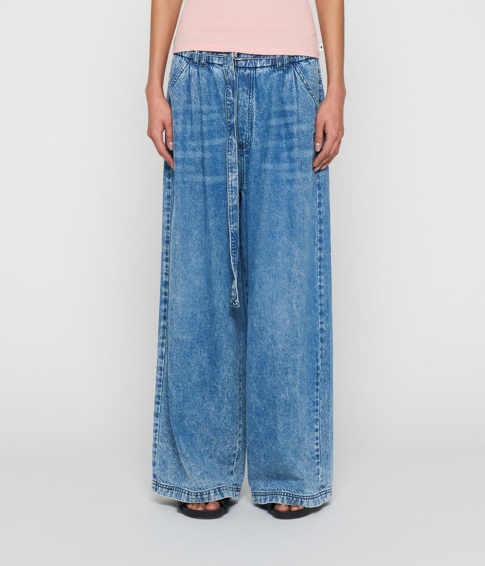 flowy denim pants | blue denim