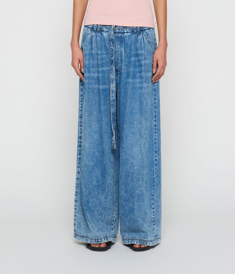 flowy denim pants | blue denim