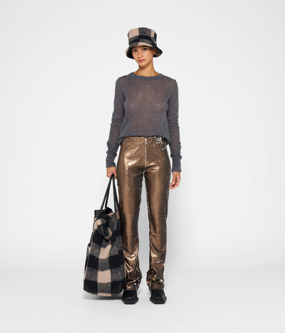 pants sequins | warm taupe