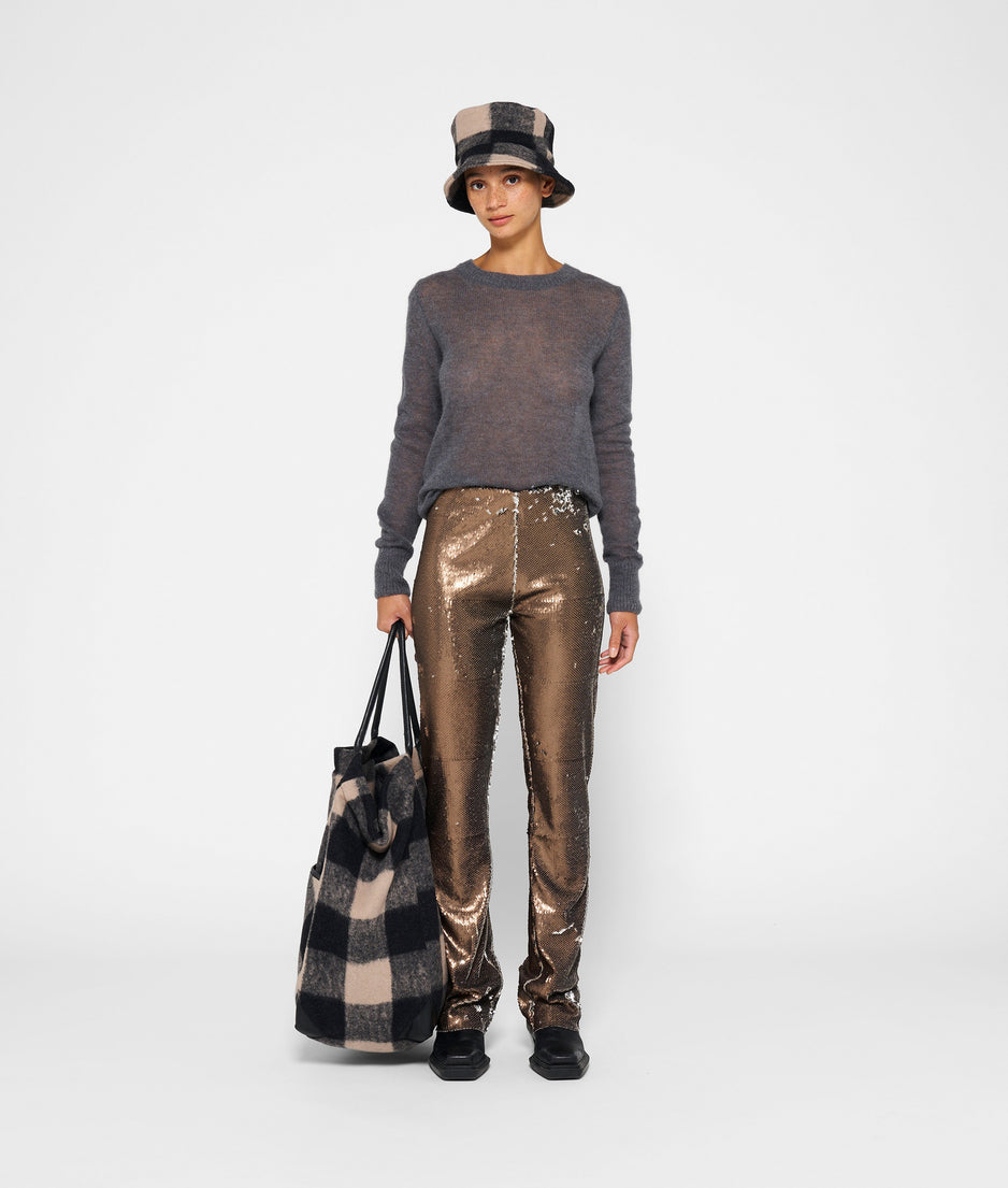 pants sequins | warm taupe