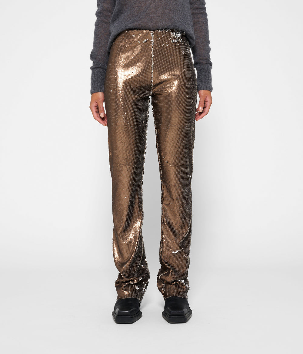 pants sequins | warm taupe