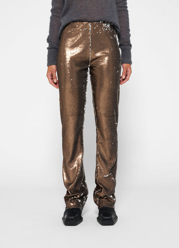 pants sequins | warm taupe