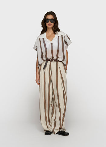 a-line top stripes | ecru