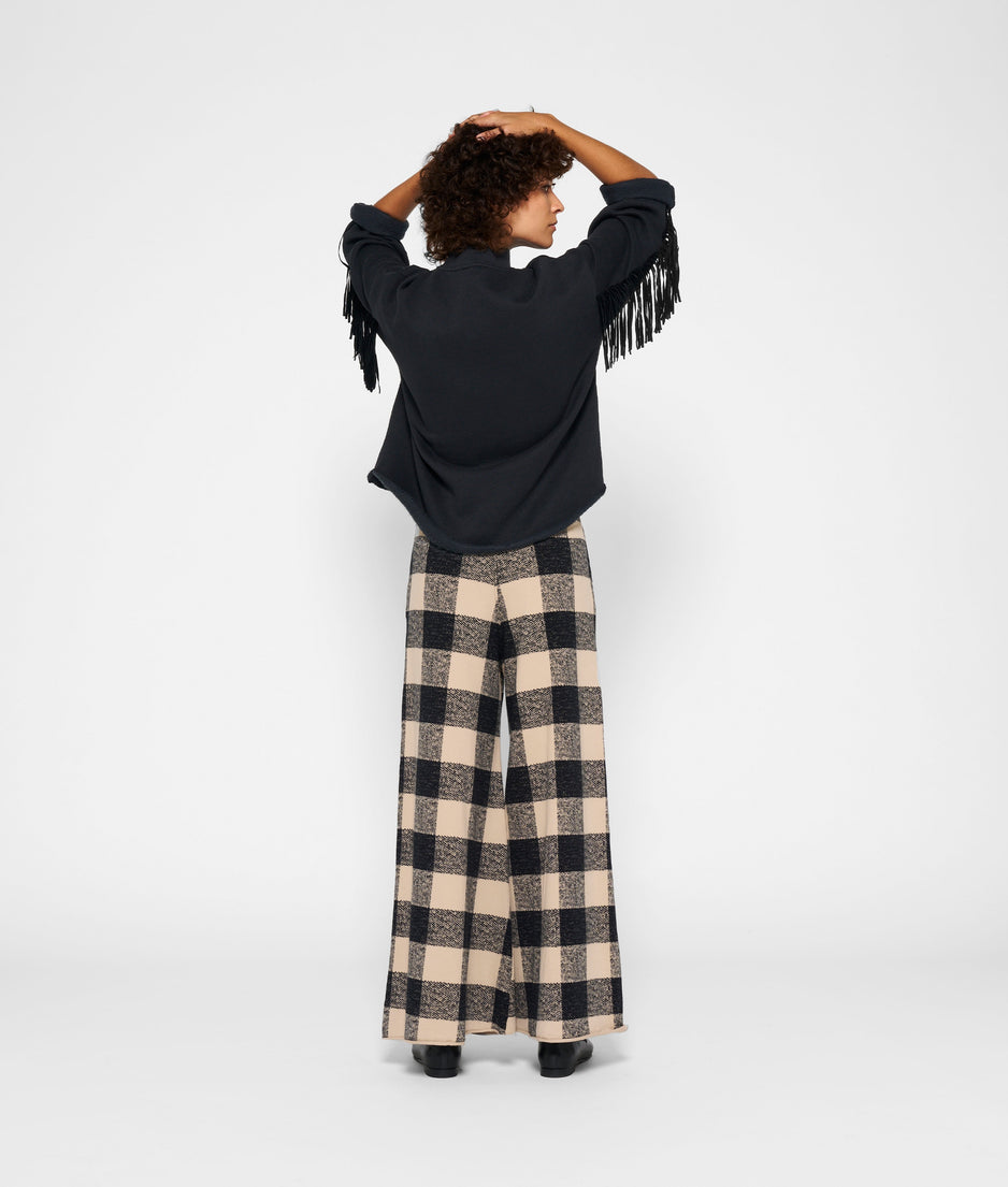 wide pants check | black