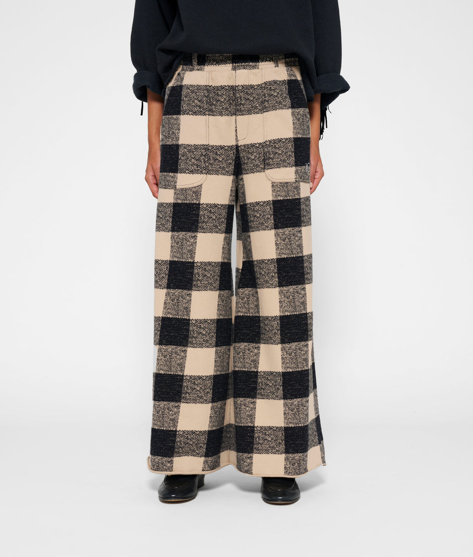 wide pants check | black