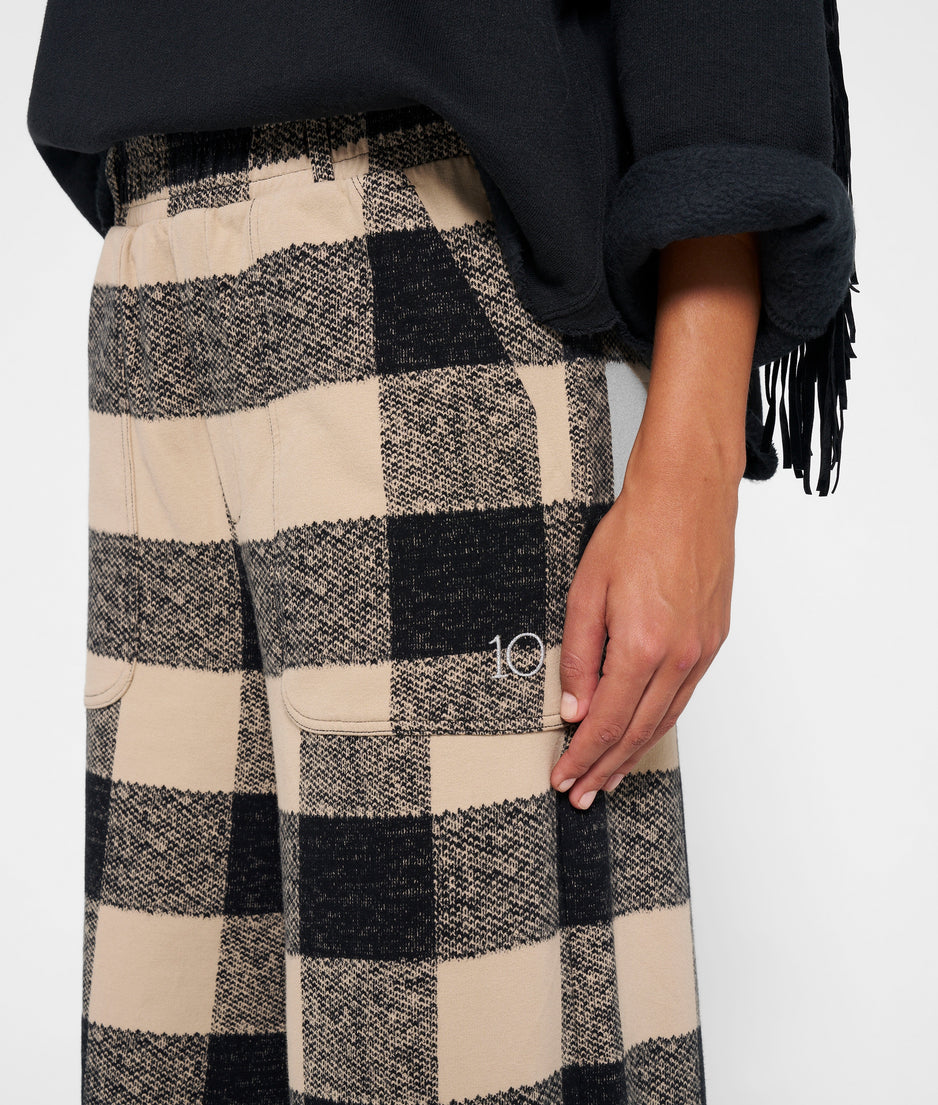 wide pants check | black
