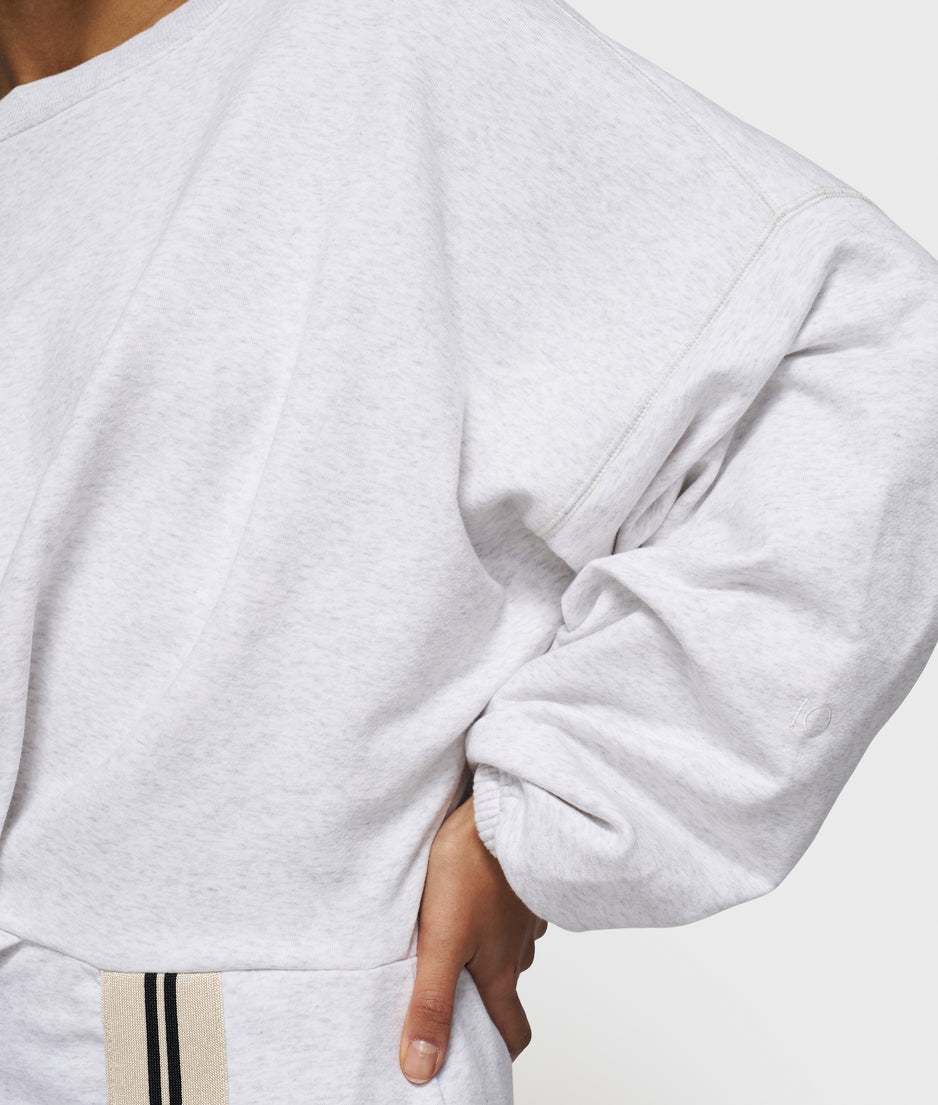 long wrap dress gathering | white grey melee