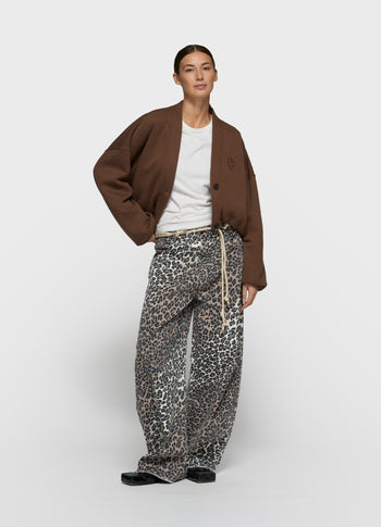 cropped baseball cardigan | dark truffle