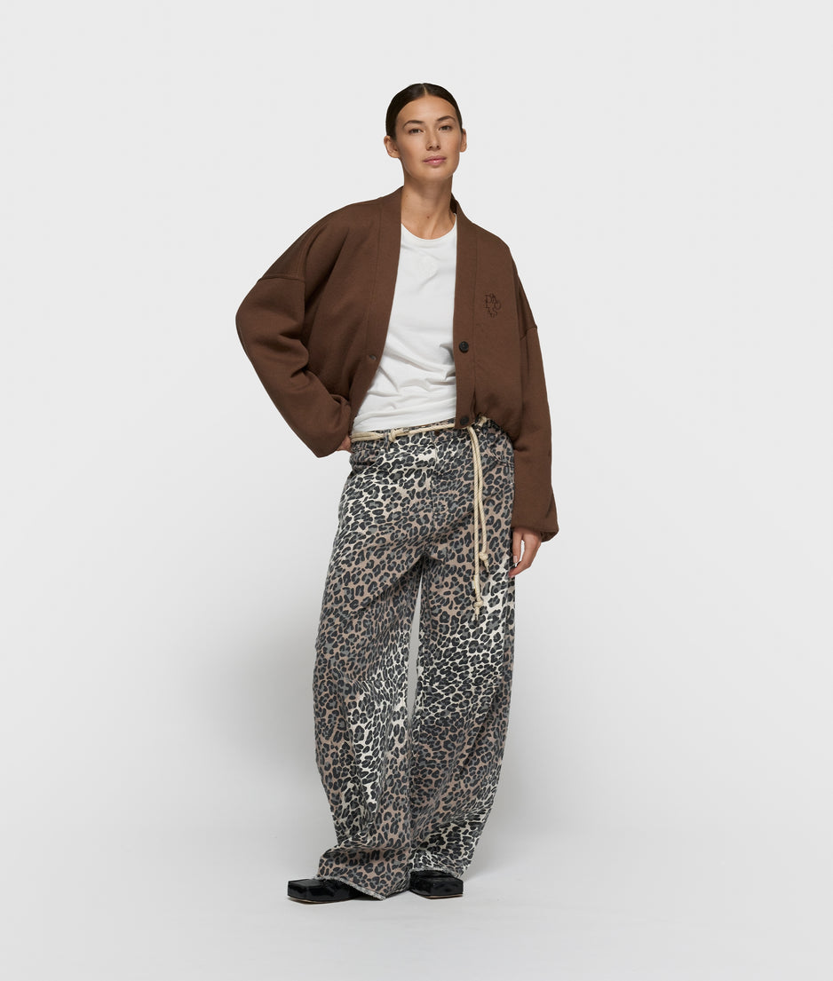 cropped baseball cardigan | dark truffle