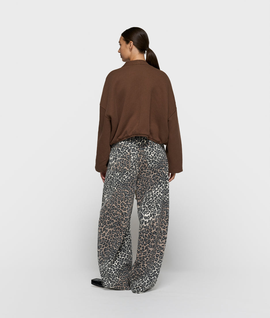 cropped baseball cardigan | dark truffle