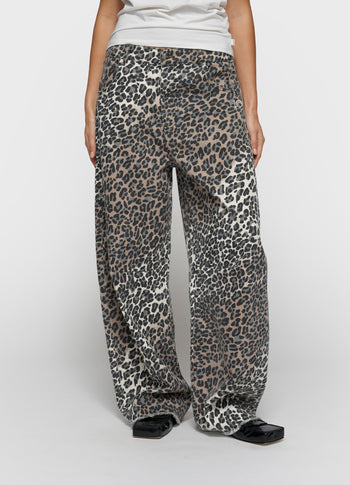 western pants leopard | ecru