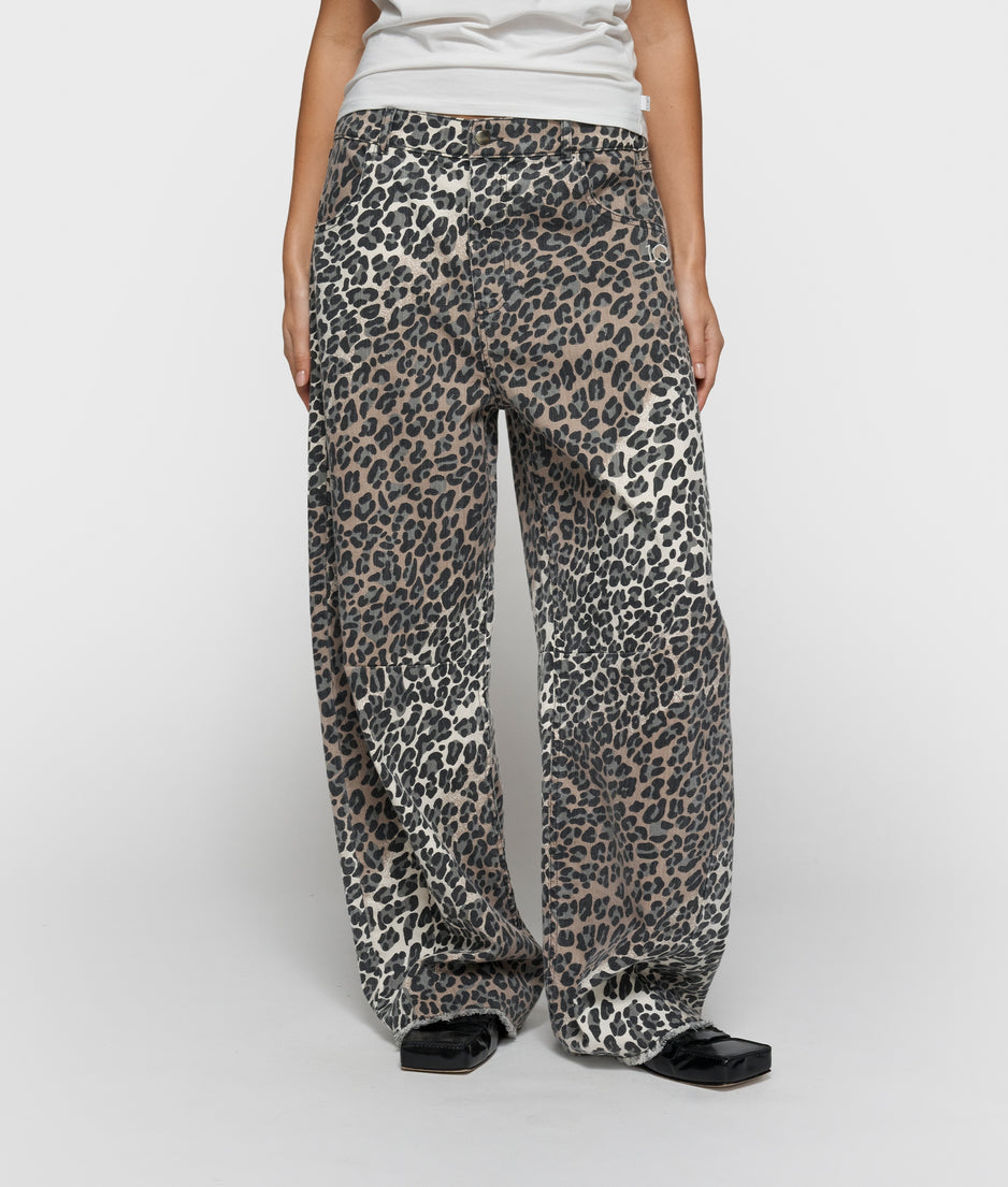 western pants leopard | ecru
